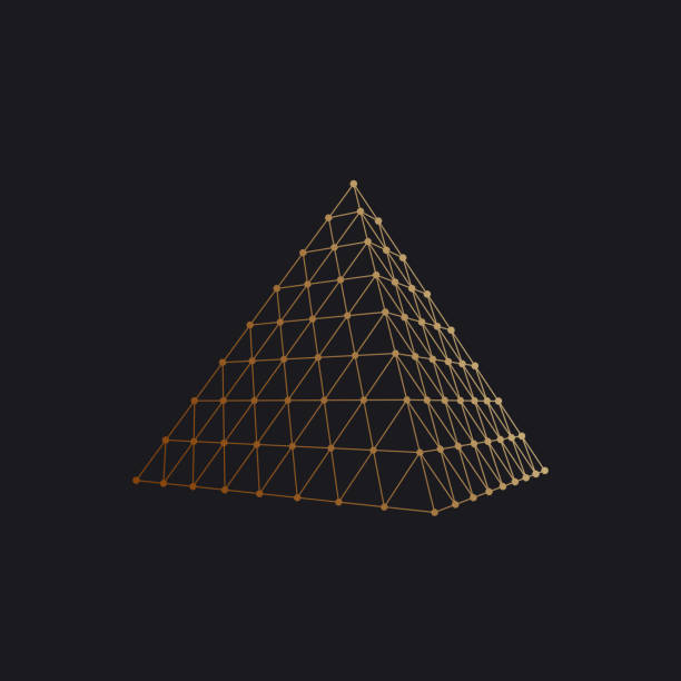 полигональные пирамида - striped mesh abstract wire frame stock illustrations