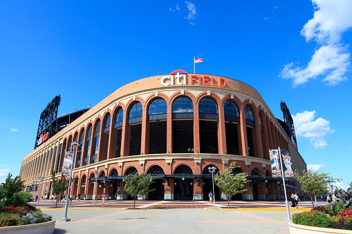 New York, NY, USA- August 4, 2013: Citi Field:Citi Field is a stadium located in Flushing Meadows–Corona Park in the New York City borough of Queens. Completed in 2009, it is the home baseball park of Major League Baseball's New York Mets. 