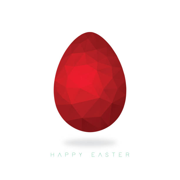 ilustrações de stock, clip art, desenhos animados e ícones de poli baixo vermelho ovo de páscoa em um fundo branco de gelo - easter eggs red