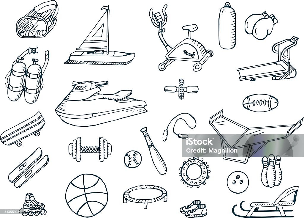 Active Lifestyle Doodles Set Active lifestyle doodles set. Vector illustration. Doodle stock vector