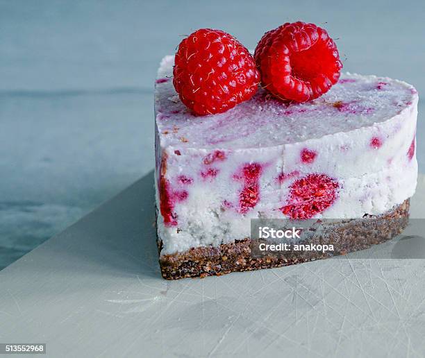 Raw Vegan Raspberry Coconut Cheesecake Stock Photo - Download Image Now - Almond, Berry, Coconut Cream Cake