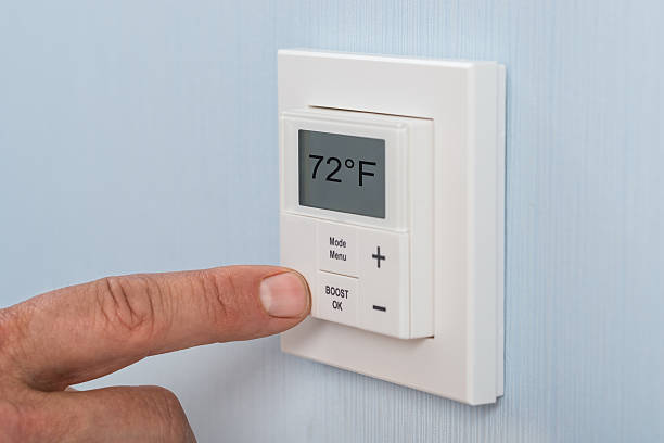 istock Person Adjusting Temperature Of Thermostat 513554228