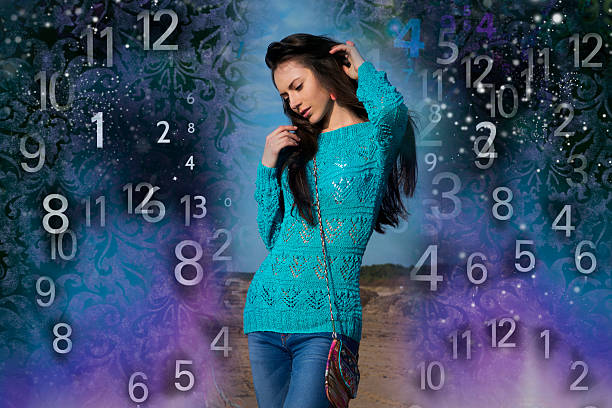 istock Woman's face, magic of figures, numerology 513555858