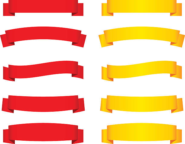 istock Set of red and yellow ribbon banners. Vector illustration. 513557444