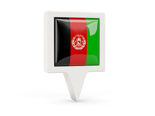 Square flag icon of afghanistan isolated on white