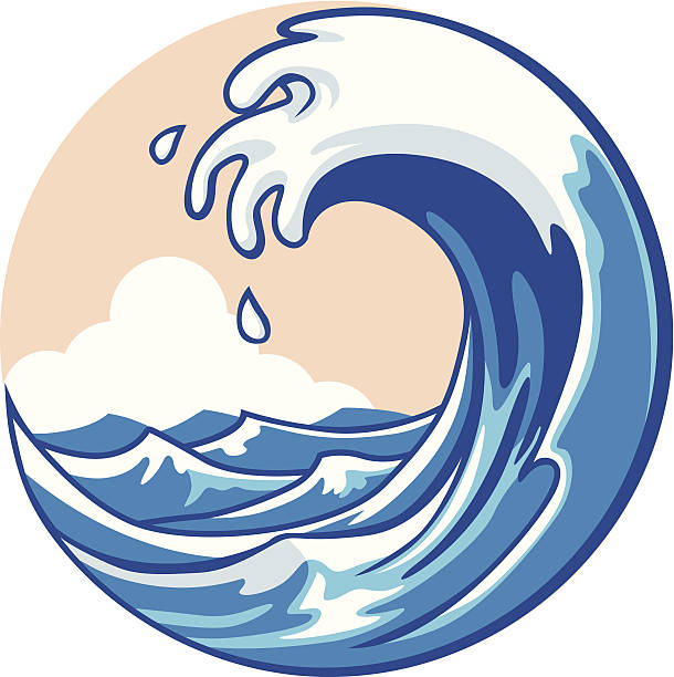 ocean wave vector of ocean wave in a circle shape tsunami wave stock illustrations
