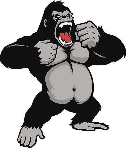 ilustraciones, imágenes clip art, dibujos animados e iconos de stock de increíble kingkong pie - gorila