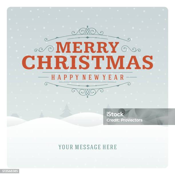 Christmas Retro Typographic And Ornament Decoration Stock Illustration - Download Image Now
