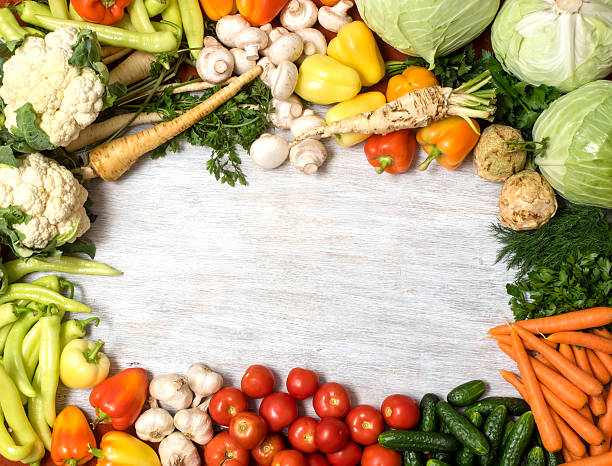 Verdure di sfondo in legno - foto stock