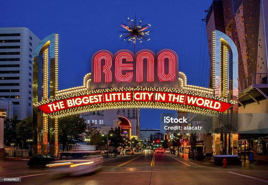 Welcome Sign, Reno, Nevada Iconic welcome sign, Reno. Reno Stock Photo