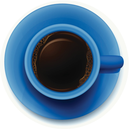 lllustration of a blue cup with coffee on a white background