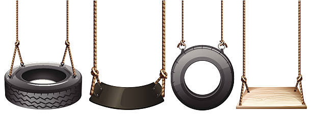 Different swings lllustration of the different swings on a white background tire swing stock illustrations