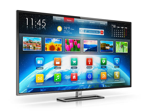 smart tv - monitor a schermo piatto foto e immagini stock