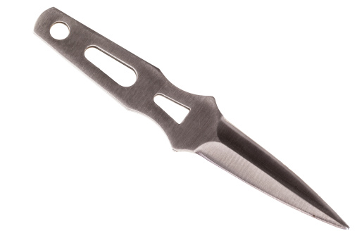 a steel throwing knife isolated over a white background