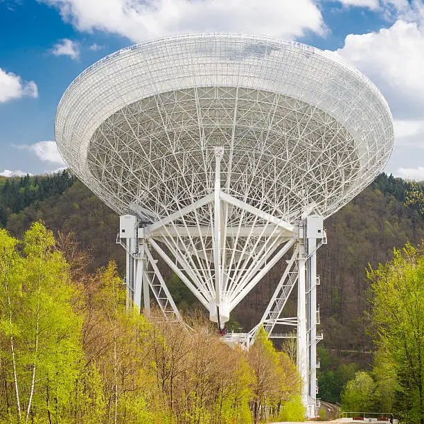 The Effelsberg 100-m Radio Telescope is a radio telescope in the Ahrgebirge (part of the Eifel) in Bad Münstereifel, district of Euskirchen, North Rhine-Westphalia, Germany. For 29 years the Effelsberg Radio Telescope was the largest fully steerable radio telescope on Earth. In 2000 it was surpassed by the Robert C. Byrd Green Bank Telescope in Green Bank, West Virginia with an elliptical 100 by 110-metre aperture
