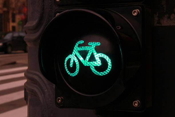 istock Green light for bycicle lane in the city 513582226