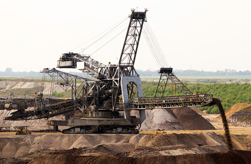 Close-up of a very large backloader in a lignite (browncoal) mine, Germany