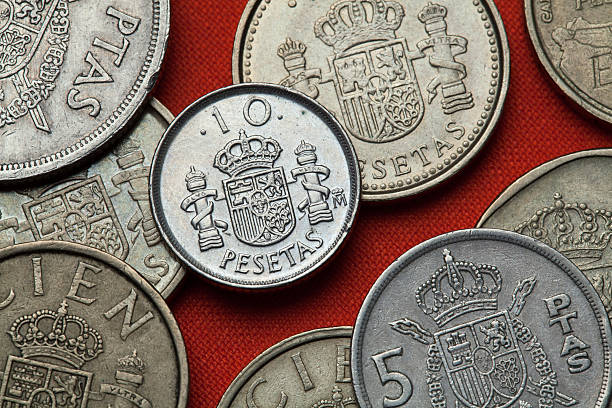 istock Coins of Spain. Spanish national emblem 513584972