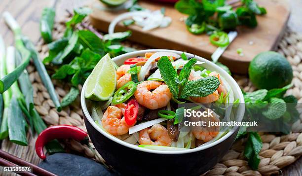 Prawn Rice Noodles Asian Food Stock Photo - Download Image Now - Food, Salad, Thailand