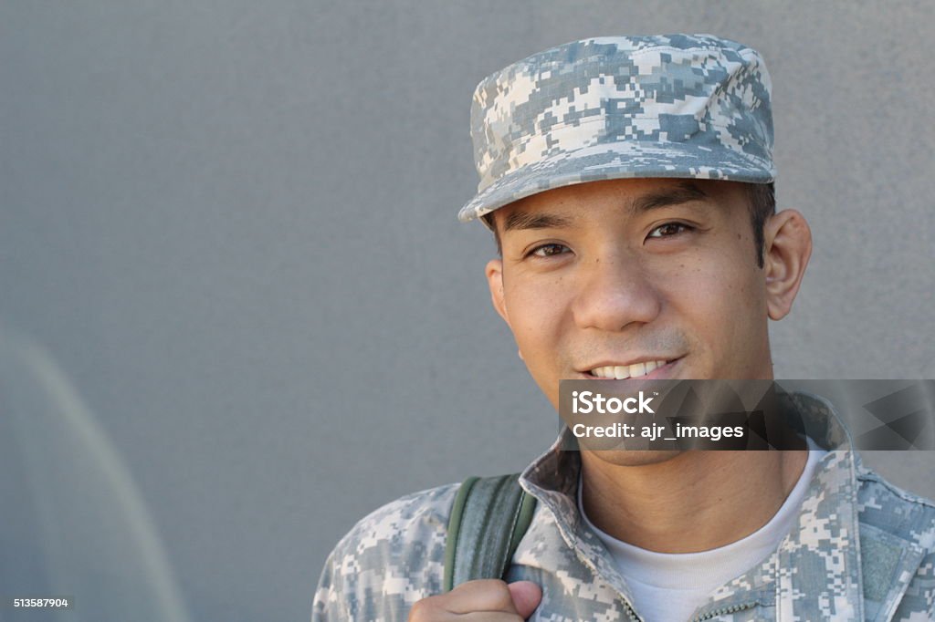 Military Asian army man with copy space Military Asian army man with copy space on the left. Military Stock Photo