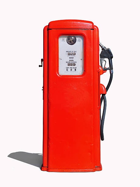 Vintage (retro) gasoline pump Vintage (retro) red gasoline pump isolated in white background vintage gas pumps stock pictures, royalty-free photos & images