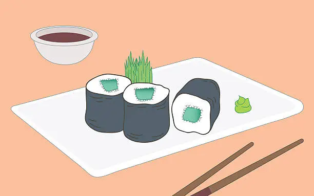 Vector illustration of Kappa maki sushi