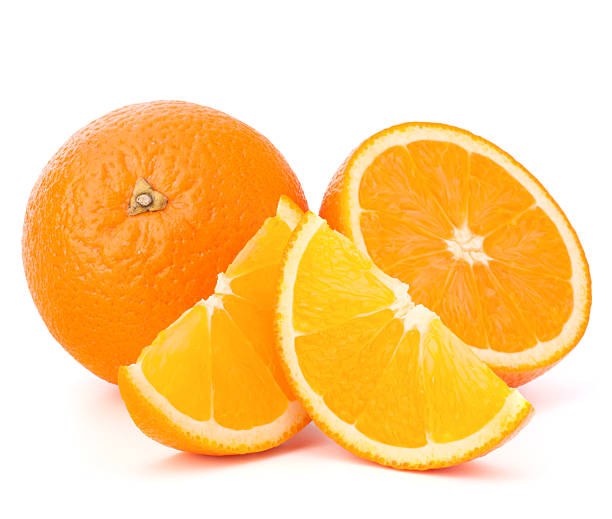 istock Whole orange fruit and his segments or cantles 513592664