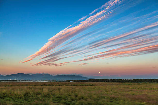 Sunset on Sakhalin island. Russia