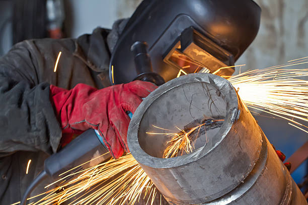 istock Sparks during machining of the weld 513596800