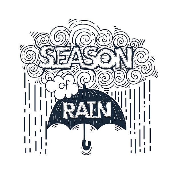 istock Hand drawn vintage illustration with hand-lettering about rain. 513597986