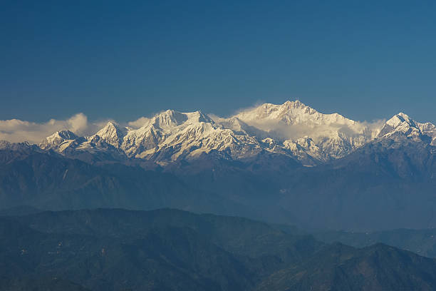 Kanchenjunga pico nas montanhas do Himalaia Darjeeling - foto de acervo