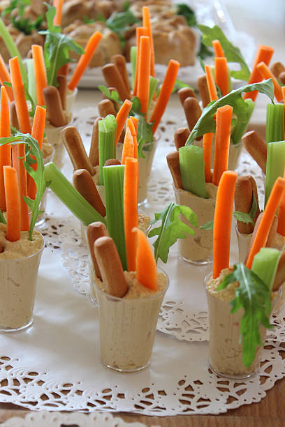 Image Of Hummus Carrot Sticks Celery Breadsticks Party Food Buffet