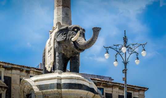 Elephant column statue in Catania, Sicily, Italy