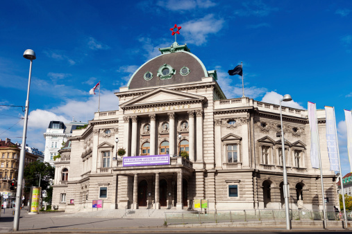 Vienna, Austria - June 21, 2014:  The Volkstheater in downtown Vienna, Austria on a sunny day.