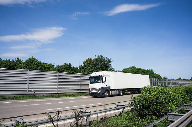 istock Truck on German Autobahn, Highway 513603847