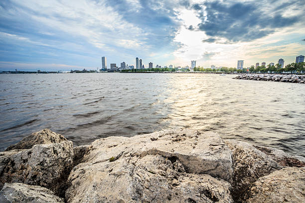 Milwaukee skyline at sunset, Wisconsin, USA