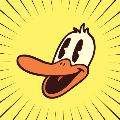 retro styled drawing of antropomorphic cartoon duck. AI and EPS editable files included.