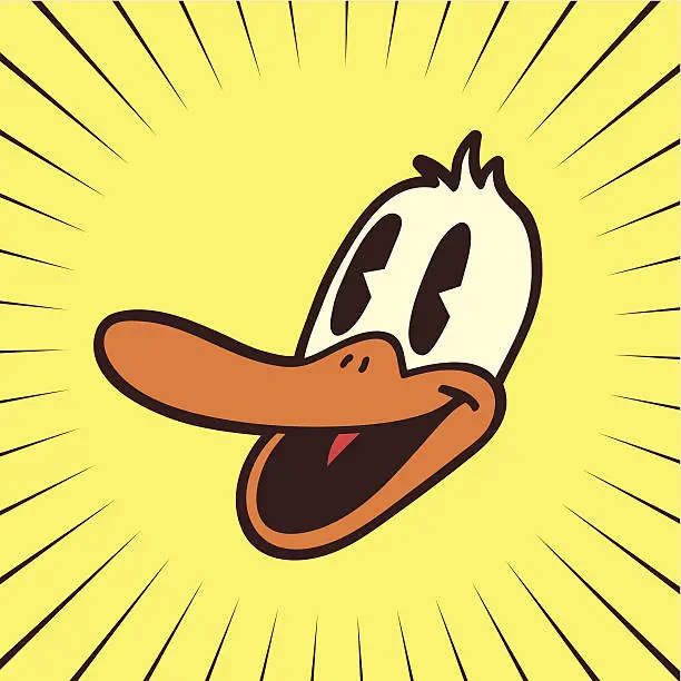 Vector illustration of Vintage toons: retro cartoon smiling duck