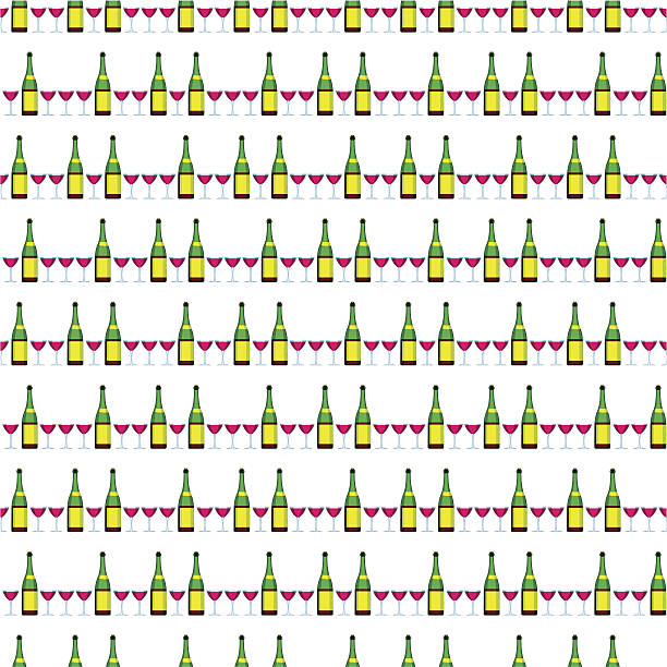 Drinks pattern Illustration of the bottle and wine glasses carouse stock illustrations