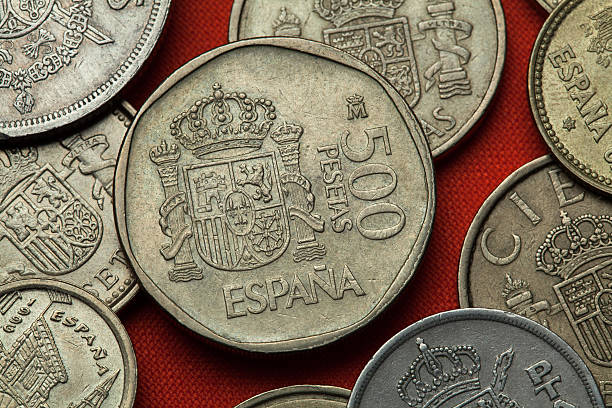 istock Coins of Spain. Spanish national emblem 513623178