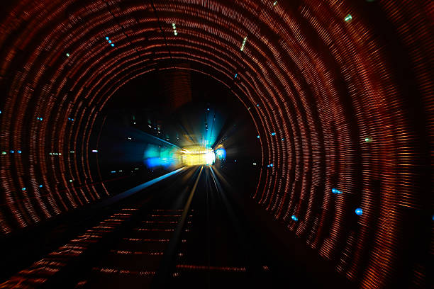 istock Through the long of lighting tunnel 513623464