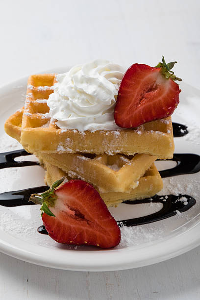 istock waffle with fruits on white plate 513623466