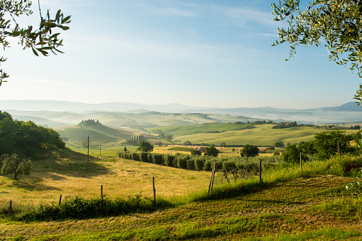natural landscape of Tuscany with fields and farmland