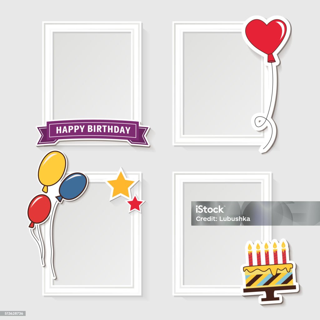 Birthday Photo Frame Stock Illustration - Download Image Now ...