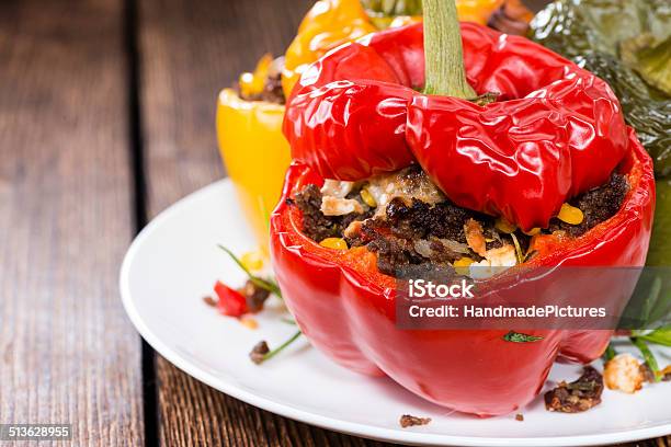 Peppers Stuffed With Minced Meat Stock Photo - Download Image Now - Appetizer, Beef, Bell Pepper