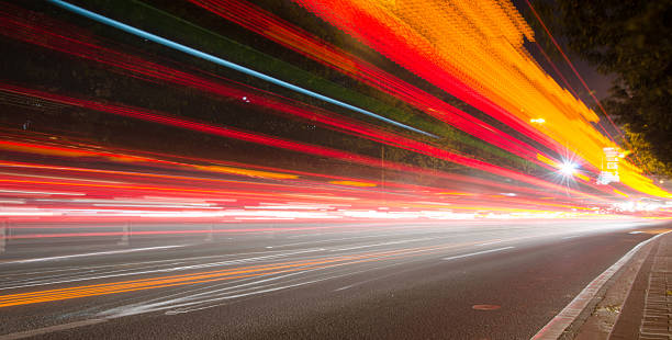 istock Big city road car lights at night. 513629023