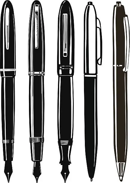 Vector illustration of vintage Pens collection