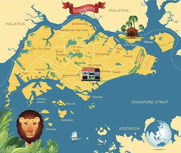 Vector illustration of Singapure Map