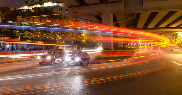istock Big city road car lights at night. 513630361