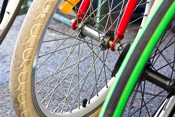 istock Bicycle wheel on the road 513632260